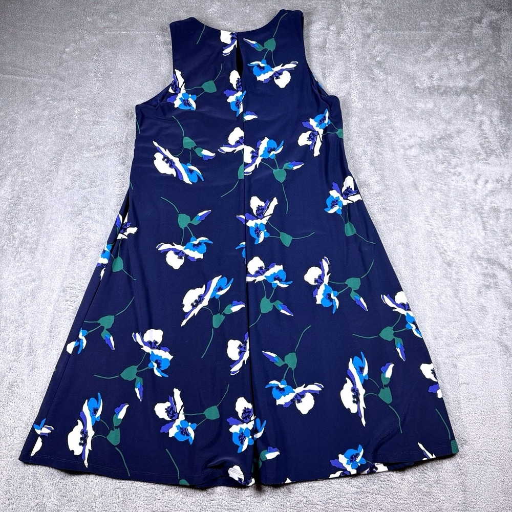Lauren Ralph Lauren Navy Floral Dress Womens 6 Sleeveless Keyhole - Picture 2 of 8